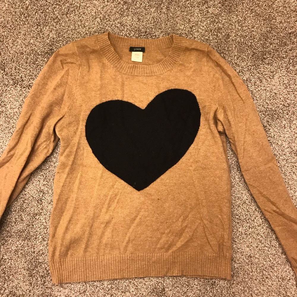 J. Crew beige sweater with black heart